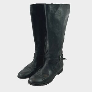 FRYE Melissa Belted Tall Boots Women's Sz 8.5B Black Soft Leather Zipper Riding